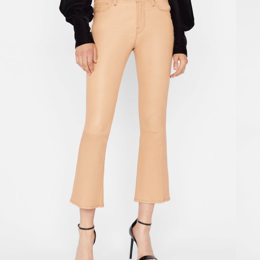 FRAME NWT LE CROP LEATHER MINI BOOT PANTS WOMEN'S 26 NUDE